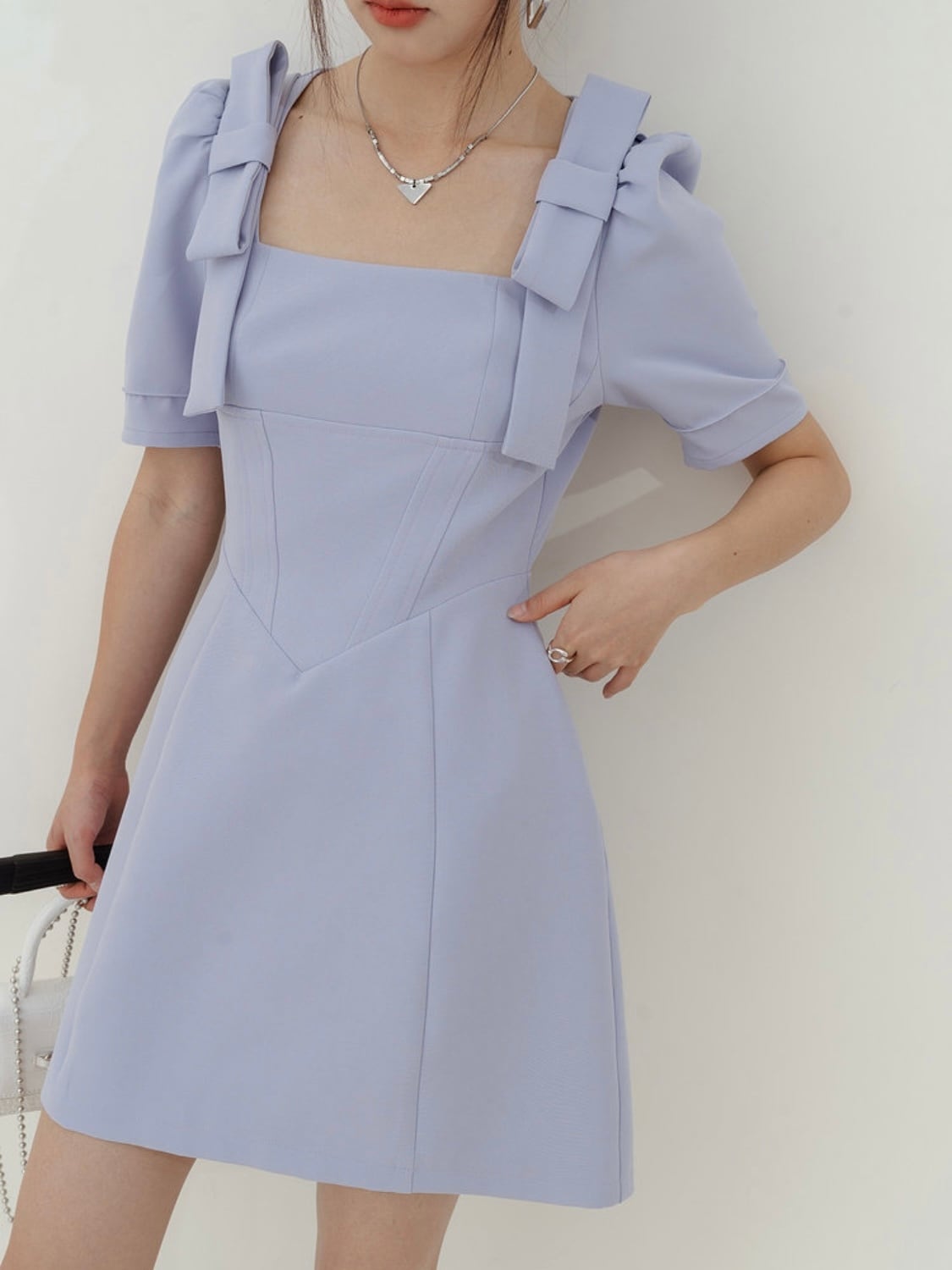 【即配】《 3c's 》ribbon puffsleeve mini