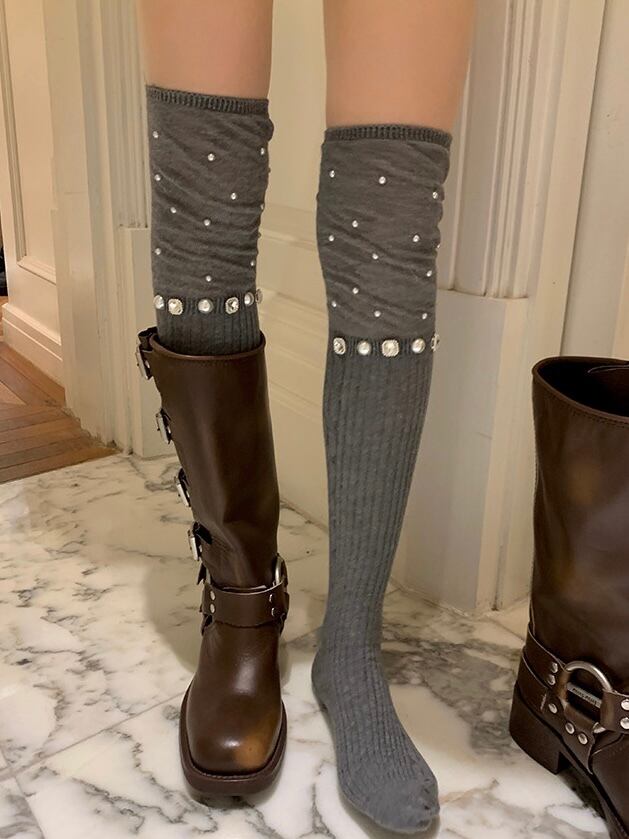 ≪ 5c's ≫ pearl ornament long socks