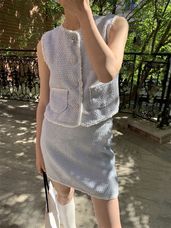 【即配】classy tweed set up