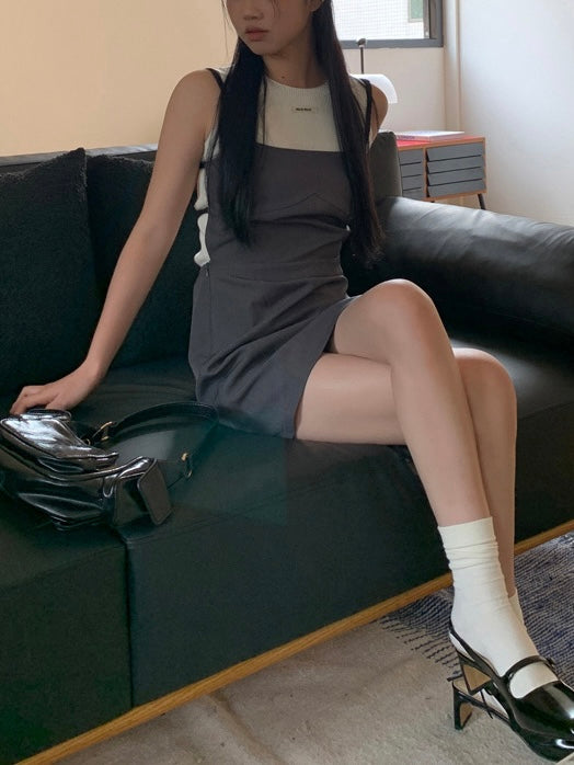 rubber pinafore skirt