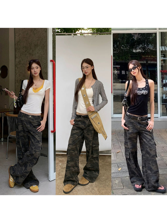 2025 SS ワイドレッグ カモフラージュジーンズ