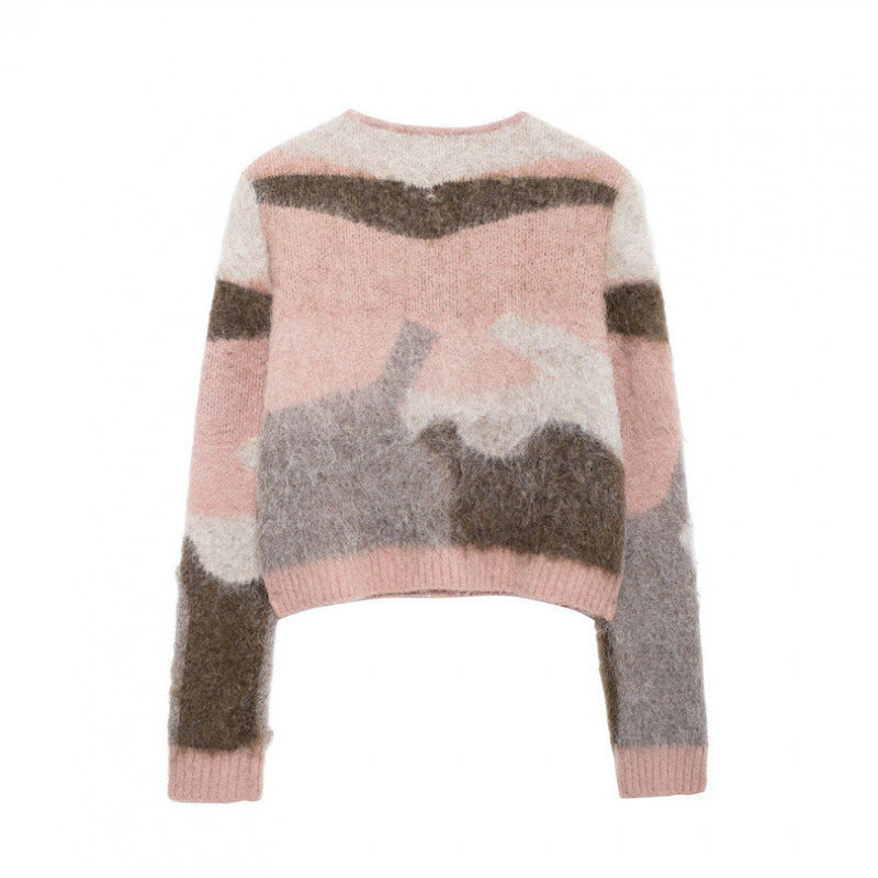 シャギーブロックニットカーディガン