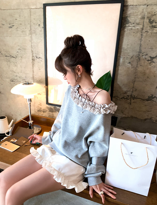 2025 SS レースショルダー ルーズシックトップ