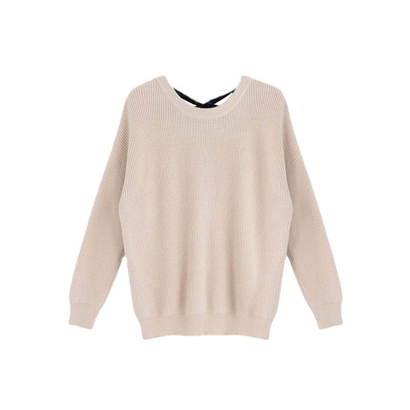 【A/W Collection】 V Neck Back Ribbon Sweater
