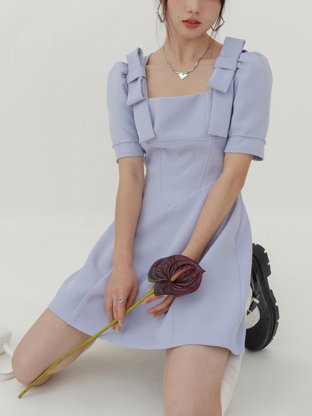 【即配】《 3c's 》ribbon puffsleeve mini