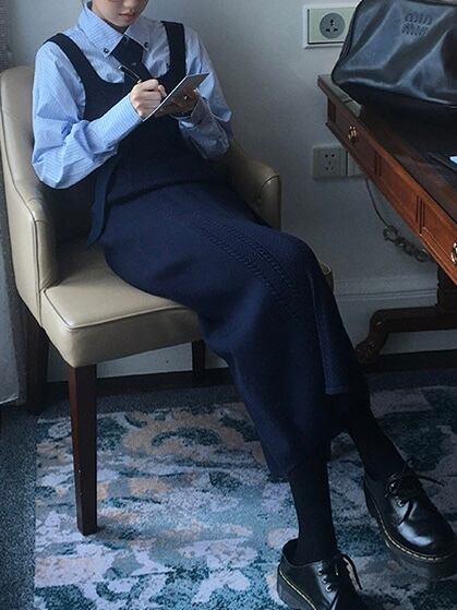 knit suspender one piece