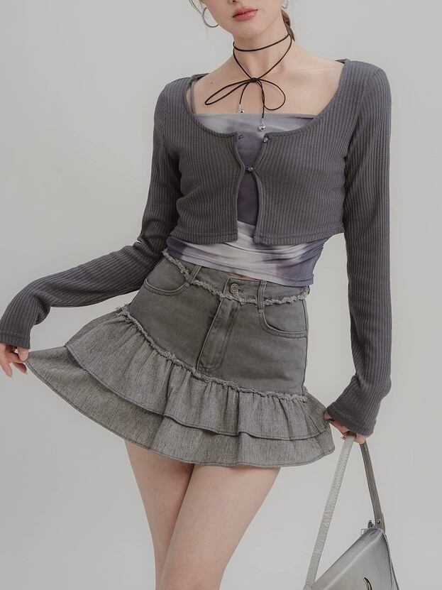 ≪ 2c's ≫ frill patchwork skirt