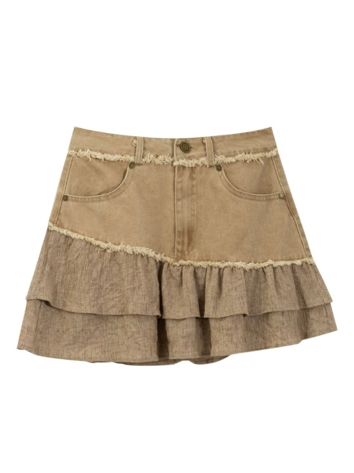 ≪ 2c's ≫ frill patchwork skirt