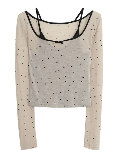 sheer dot layered tops