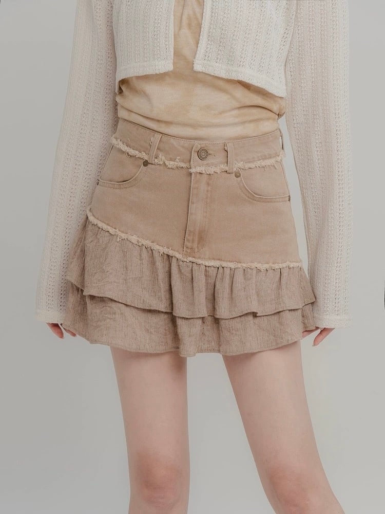 ≪ 2c's ≫ frill patchwork skirt