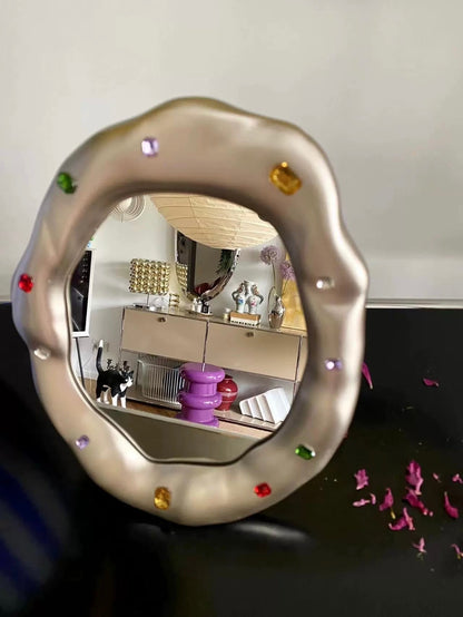 colorful bijou circle mirror