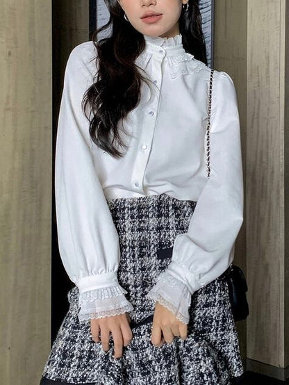 layered frill lace blouse