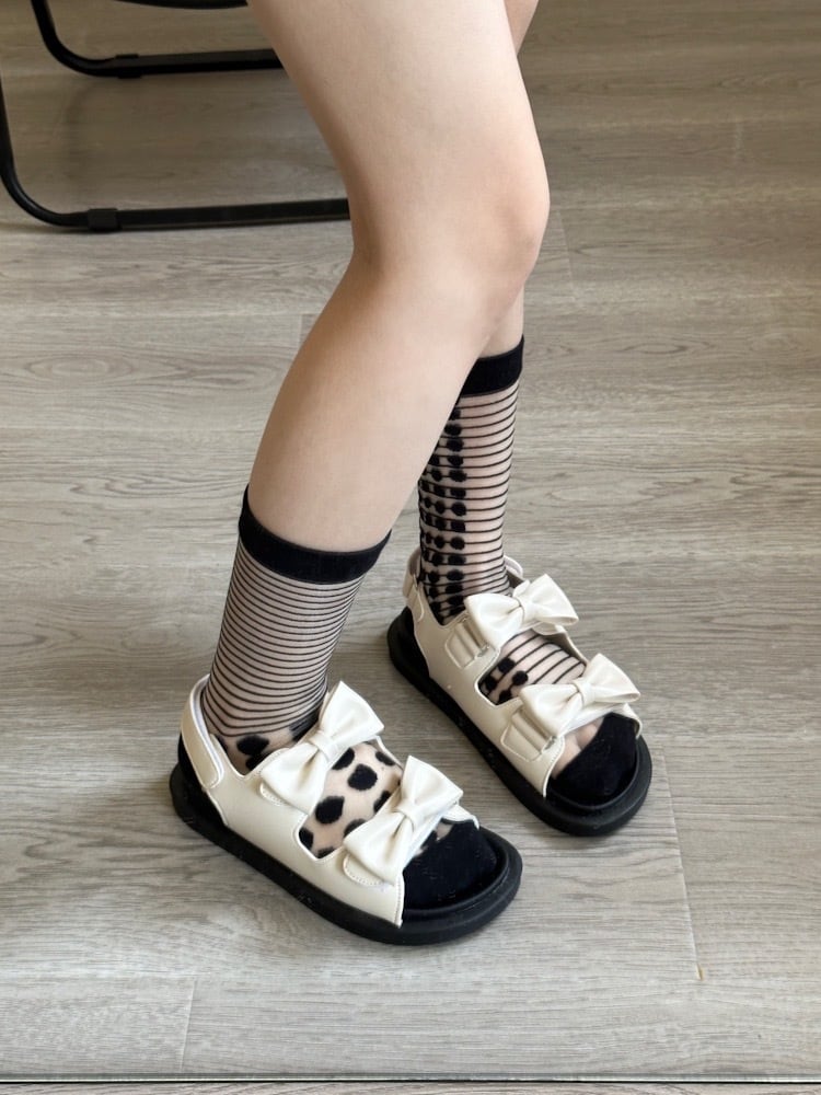 ≪ 3c's ≫ puku double ribbon sandal