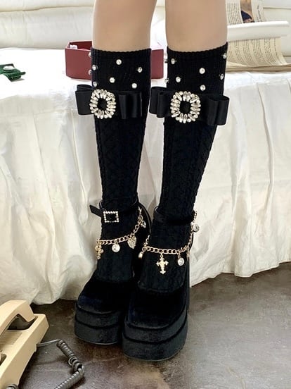 ≪ 3c's ≫bijou ribbon lace socks