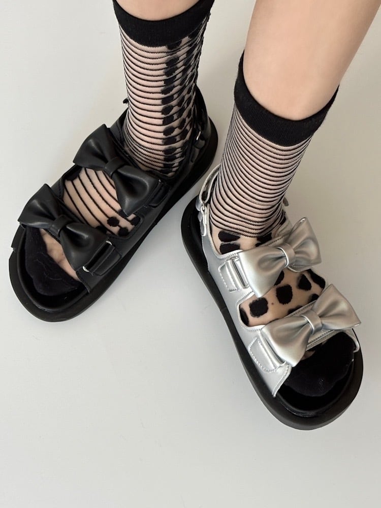 ≪ 3c's ≫ puku double ribbon sandal