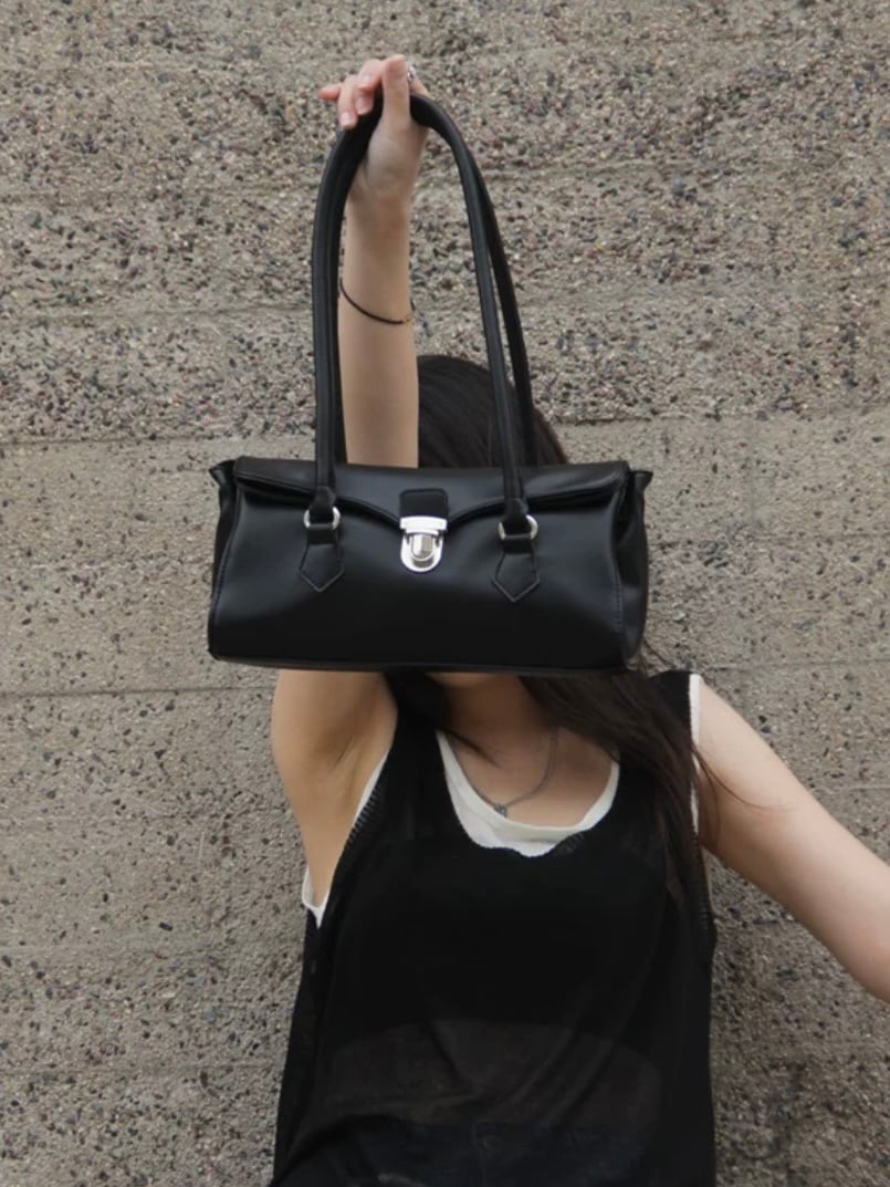 lock black tote bag