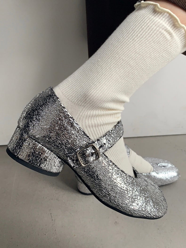 ≪ 3c's ≫ tabi strap glitter shoes