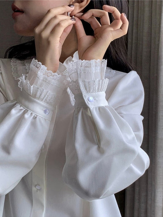 layered frill lace blouse