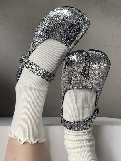 ≪ 3c's ≫ tabi strap glitter shoes