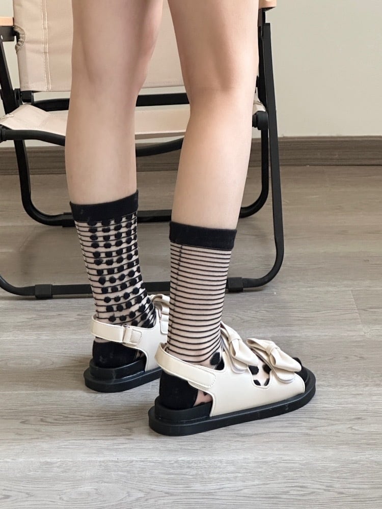 ≪ 3c's ≫ puku double ribbon sandal