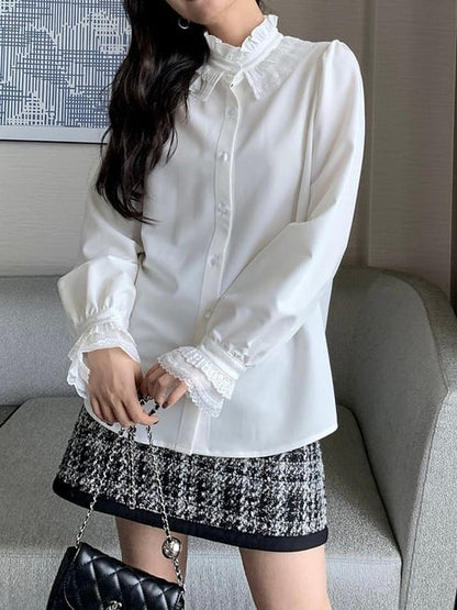 layered frill lace blouse