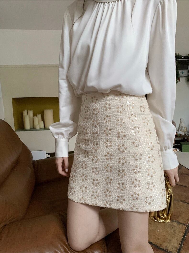 ≪ 2c's ≫ embroidery a line skirt