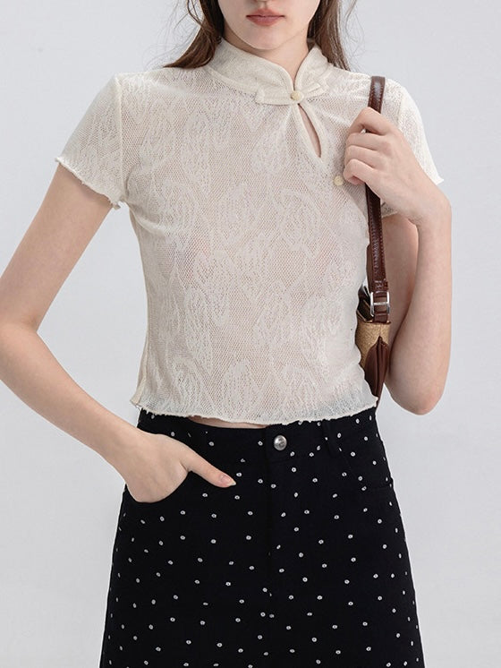 ≪ 2c's ≫ china lace blouse
