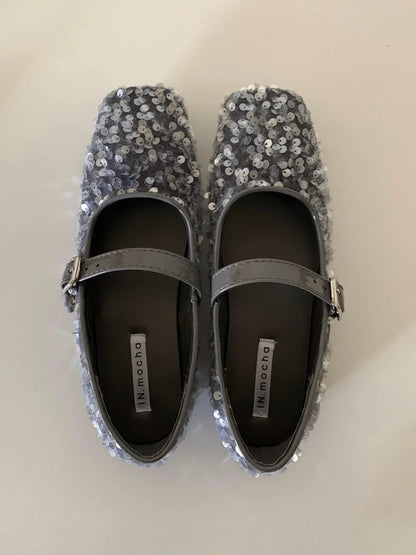 【即納】sequins belt shoes