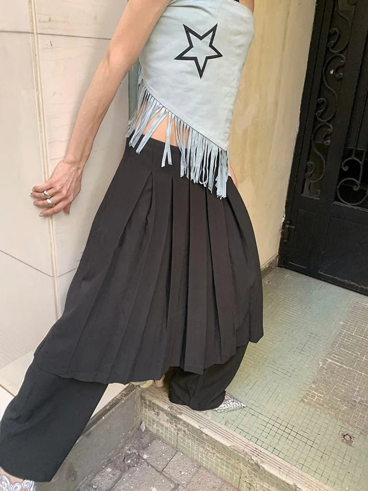 【即納】 layered skirt pants