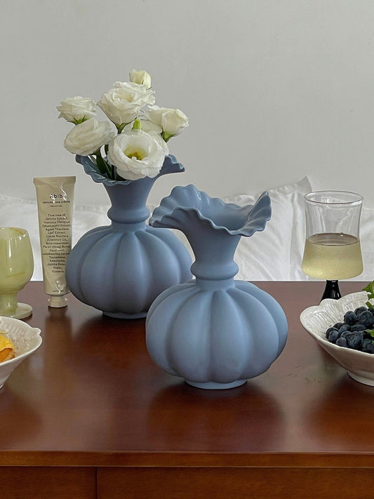 blue pouch vase