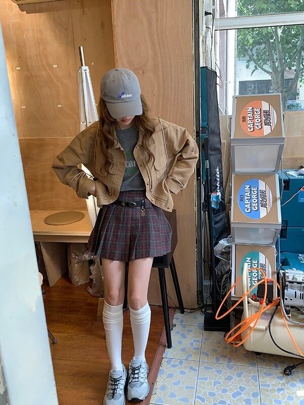 ≪ 2c's ≫ checked pleats skirt + belt