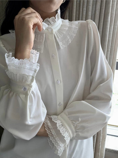 layered frill lace blouse